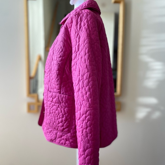 Talbots Quilted Rosette Magenta  Puffer Barn Jacket size Small new with Tags - Picture 5 of 16